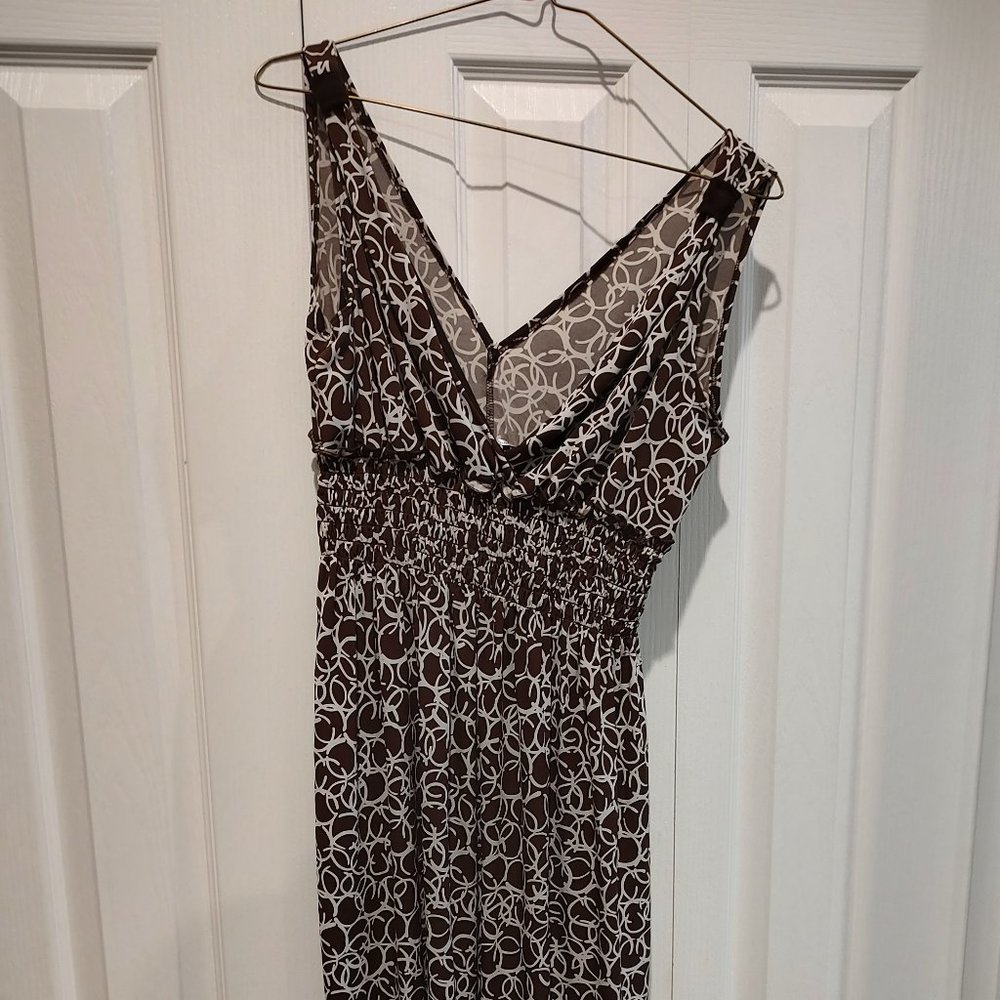 Enfocus Studios Brown and White Bubble Pattern Dress